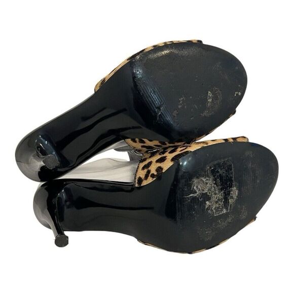 Steve Madden Size 9 Sinful Animal Print Calf Hair Leather Peep-Toe Mules - Picture 6 of 7